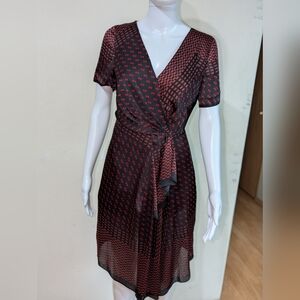 Elegant Black and Red Wrap Dress